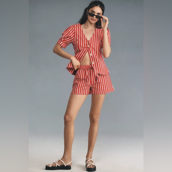 NWT! Anthropologie Damson Madder Shell Linen Blend Puff-Sleeve Blouse - Size 2 🏆 - Picture 4 of 16